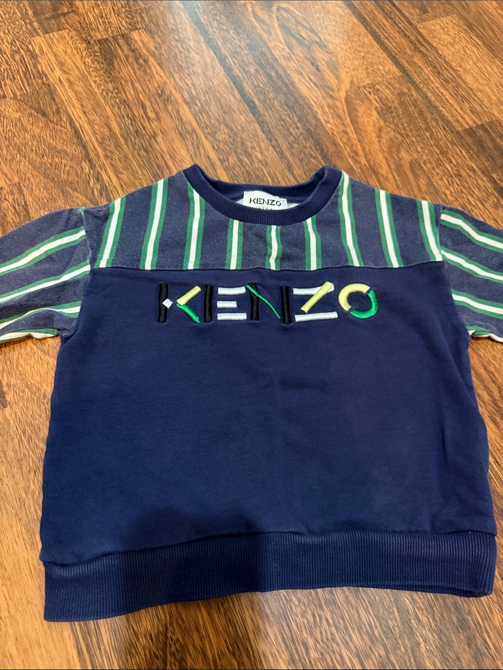 Kenzo Navy Sweatshirt with Green & Light Blue Stripes